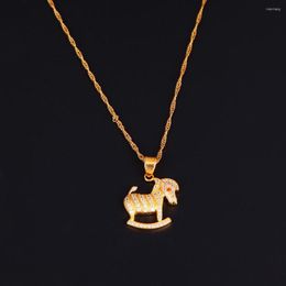 Pendant Necklaces Gold Colour Crystal Animal Zebra Horse Necklace Fashion Women Jewellery