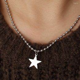 Pendant Necklaces Star Necklace For Men Women Y2K Hip Hop Girls Beads Chains Titanium Steel Choker Korean Fashion Jewellery Accessories