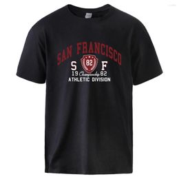 Men's T Shirts 1982 San Francisco City Street Letter Print Tshirt Man Cotton Fashion Short Sleeved Soft Breathable Top All Match Basic