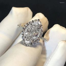 Wedding Rings Huitan Fashion Crystal Marquise Cubic Zirconia For Women Silver Plated 2023 Engagement Proposal Jewellery