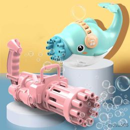 Sand Play Water Fun Gatling Bubble Gun Toys for Kids Children Electric Automatic Soap Bubble Machine Cool Boys Girls Xmas Gift Bath Toys Water Game R230620