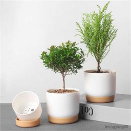 Planters Pots Automatic Water Absorption Plantpot Self Watering Lazy Flowerpot Round Double-layer Succulent Plant Small Green Plant Flowerpot R230620