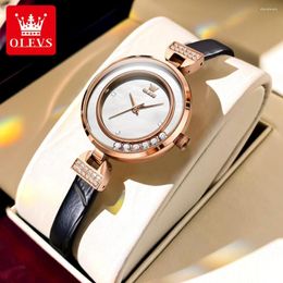 Wristwatches Olves Women Quartz Watch Casual Simple Leather Strap Liminous Hands Clock Female Bracelet Waterproof Ladies Watches