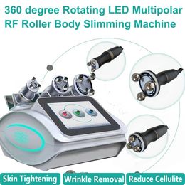RF 360 Roller Face Lifting Skin Firming Anti aging Radio Frequency Rolling Fat Burn Weight Loss LED Rotation Machine 3 Handles