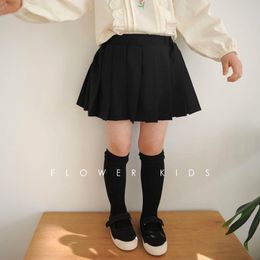 Skirts Summer Spring Girls Pleated Skirt Toddler Skort For Baby Kids Skirt Children Clothes Fashion Preppy Style Pleated Black 1-13Y 230619