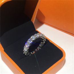 Band ring Real Silver Colour 4mm AAAAA cz Engagement Wedding Rings for women men Wholesale Party Jewellery Gift