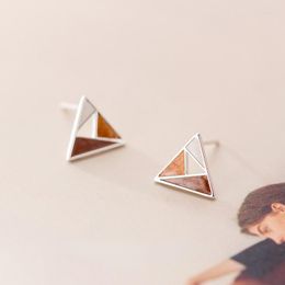 Stud Earrings 925 Sterling Silver Simple Three Color Triangle For Women Fashion Tide Flow Sweet Geometric Anti-allergic Jewelry G