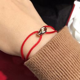 trinity Bracelet Lucky Red Rope for woman designer Gold plated 18K T0P Material highest counter quality brand designer luxury fashion premium gifts with box 003