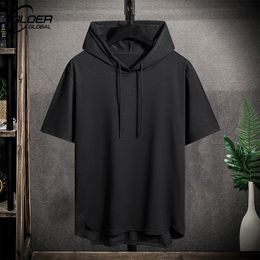 Men's T-Shirts Hooded T shirt Men Summer Korean Half Sleeve Pullover Top Soft Loose T-shirt Streetwear Sleeveless Tops Drawstring Men Clothing 230619