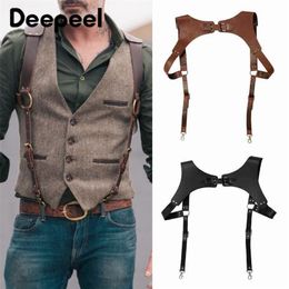 Other Fashion Accessories Men's Suspenders Vintage Leather Straps Braces Suspender Men Harness Punk Chest Shoulder Belt Strap Apparel 230619