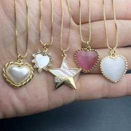 Pendant Necklaces Opal Heart Necklace Women Sea Shell Pearl Zircon Neck 2023 Fashion Delicate Jewelry