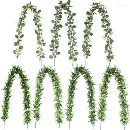 Decorative Flowers WEILUO 2 Pack Artificial Vines Hanging Eucalyptus Leaves Greenery Garland For Room Wedding Farmhouse Table Runner