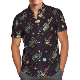 Men's Casual Shirts Black T Shirt 3D Spacecraft Hawaiian Socks Summer Fashion Men Large Homme Camisa Masculina S2
