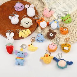 Keychains Cute Knitting Keychain Creative Knitted Elephant Car Wholesale Weaved Penguin Keyrings Small Animal Keys Accessories