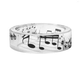 Cluster Rings Music Note Pattern Transparent Crystal Finger Ring Womens Fashion Handmade Resin Band Wedding Jewellery Gifts