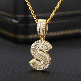 Pendant Necklaces 2020 Trend Cubic Zirconia Letters A-Z Pendant Neckles Iced Out Rock Candy Style Initial Charms Neckle Fantastic Jewellery Gift J230620