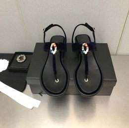 New Hot Men Women Sandals Shoes Designer Slippers Crystal Slide Summer Wide Flat Lady Sandals Slipper With Box Dust Bag 35-41