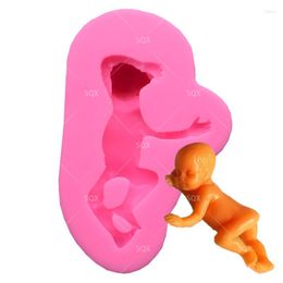 Baking Moulds Food Grade Baby Boy Sleeping Silicone Icing Candy Mould Great For Christening Shower Cake Decoration SQ1540