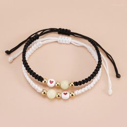 Charm Bracelets 2pcs Luminous Love Lucky Bead Handmade String Rope Promise Bracelet For Women Girl Friend Couples