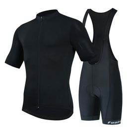 Cycling Jersey Sets Pro Set Men Bib Shorts Bicycle Short Sleeve Clothing Bike Maillot Ciclismo Hombre Black For MTB 230620