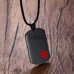 Pendant Necklaces Mens Neckles Stainless Steel Medical Alert ID Dog tag Pendant Neckle in Blk Unisex Fashion Jewellery Free Engraving J230620