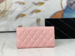 NEW Wallets Luxury Brand design womens wallet Letter plaid CC chain Clutch lambskin diamond pattern pouch women's Long wallet