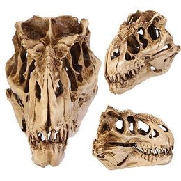 Decorative Objects Figurines Dragon Resin Dinosaur Skull Tyrannosaur Teaching Skeleton Model Sculpture Halloween Festival Decor Aquarium Animal Craft 230619