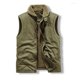 Men's Vests Men Warm Cargo Winter Vest Fleece Lined Thermal Thick Waistcoats For Male Tops Plus Size M-4XL Solid Colour