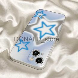 Mobiltelefonkisten Korea dunstige blaue Sternhülle Punk für iPhone 14 13 11 12 Pro XS Max XR Ins Style Cool Handy Hülle Y2K J230620