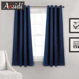 Curtain Solid Blackout Short Curtains For Window Living Room Bedroom Kitchen Small Drapes Shading Blinds Cortinas Rideaux 230619