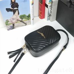 camera bag fringed leather crossbody bags for lady outdoor quilted leather plated gold letter classic popular designer bags with zipper XB025 E23