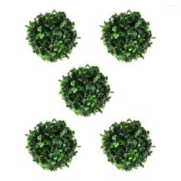 Decorative Flowers 5 Pcs Artificial Grass Ball Outdoor Home Decor Fake Balls Green Plants Simulation Topiary Plastic Indoor