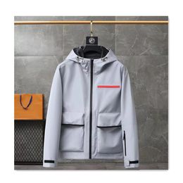 fashion mens designer jacket coat men luxury hooded red logo pocket casual jacket windbreaker outdoor windproof warmth sports loose straight tube men outerwear