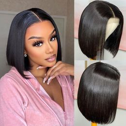 Straight Bob Wig Lace Front Human Hair Wigs Brazilian Bone Straight Transparent Short Bob Wig Pre Plucked 4x4 Lace Closure Wigs