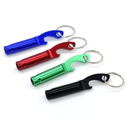 200pcs/lot mini pocket Aluminum Keychain Keyring Whistle portable beer bottle can opener promotion gift custom logo