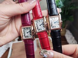 Luxury Brand Roman Number Tank Watches Women Men Blue Pointer Quartz Wristwatch Couple Multicolor Leather Rectangle Watch Geometric Clock 30mm