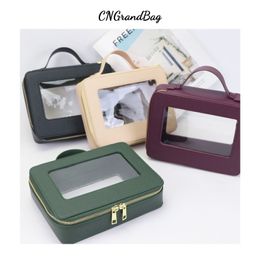 Cosmetic Bags Customised Letters Colourful Saffiano Portable Case Travel Transparent Makeup Bag PVC TPU Wash 230620