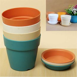 Planters Pots Buah Pot Bunga Plastik Resin dengan Nampan untuk Taman Dalam Ruangan Rumah Pot Bunga Berkebun Tanaman Kebun Pot Bunga