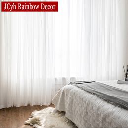 Curtain White Sheer Curtains For Living Room Window Transparent Voile Tulle Cortinas Wedding Drapes Home Decor Voilage Firanka 230619