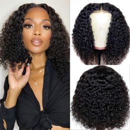 Curly Short Bob Wigs Lace Human Hair Deep Wave Wig 180 Density Brazilian Remy Pre Plucked 4X4 Lace Closure Wigs For Women