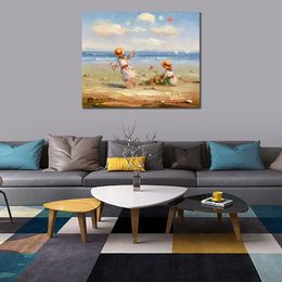 Abstract Pop Art at The Beach I Painting on Canvas Hand Painted Modern Restaurant Decor