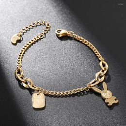 Charm Bracelets Stainless Steel Bracelets&Bangles For Women Thick Hand Chain Animal Jewellery