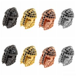 Metals Knight Helmet Space Beads For Jewelry Diy Bracelet Making Fashion Metal Brass Micro Pave Crystal Geometry Alloy Black Cz Dha2K