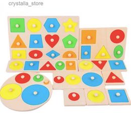 Montessori Toy Wooden Grasp Board Geometric Shape Educational Color Sorting Math Puzzle Preschool Learning Game Baby Kid Toy 1PC L230518