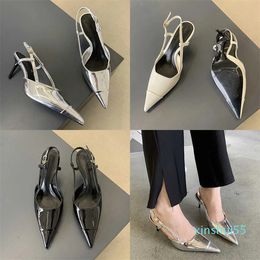 Summer Sandals Pumps Women Luxury Spring Fashion Pointed Toe Heeled Footwear Female Buckle Ladies High Heels Shoes