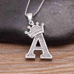 Pendant Necklaces Fashion Luxury A-Z Crown Alphabet Pendant Chain Neckle Punk Style Lucky Initial Name Jewellery Best Party Wedding Birthday Gift J230620