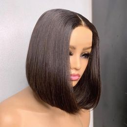 Straight Short Bob Human Hair Wigs Lace Frontal 4X4 Closure Wig 5x1 T Part Brazilian Remy Hair For Women 150 Density