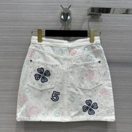 2023 Fashion Designer New Flower Pattern Button Shorts Skirts Jeans Women Casual High Waist Lady Skirt Pocket Skirt