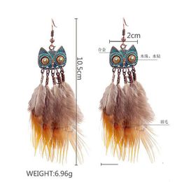 Dangle Chandelier Owl Earrings Bronze Feather Glamour Jewellery Cute Birthday Easter Gifts For Women And Girls Drop Delivery Dhu5C