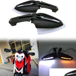 Illuminazione per motocicletta 1 paio di paramani Kit led con luci di marcia diurna Indicatori di direzione Paramani anticaduta Parabrezza Drop Delivery Dhecd